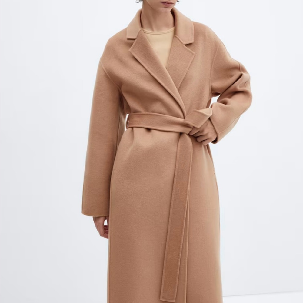 Mango Camel Belted Wool-Blend Pea Coat - Picture 4 of 6